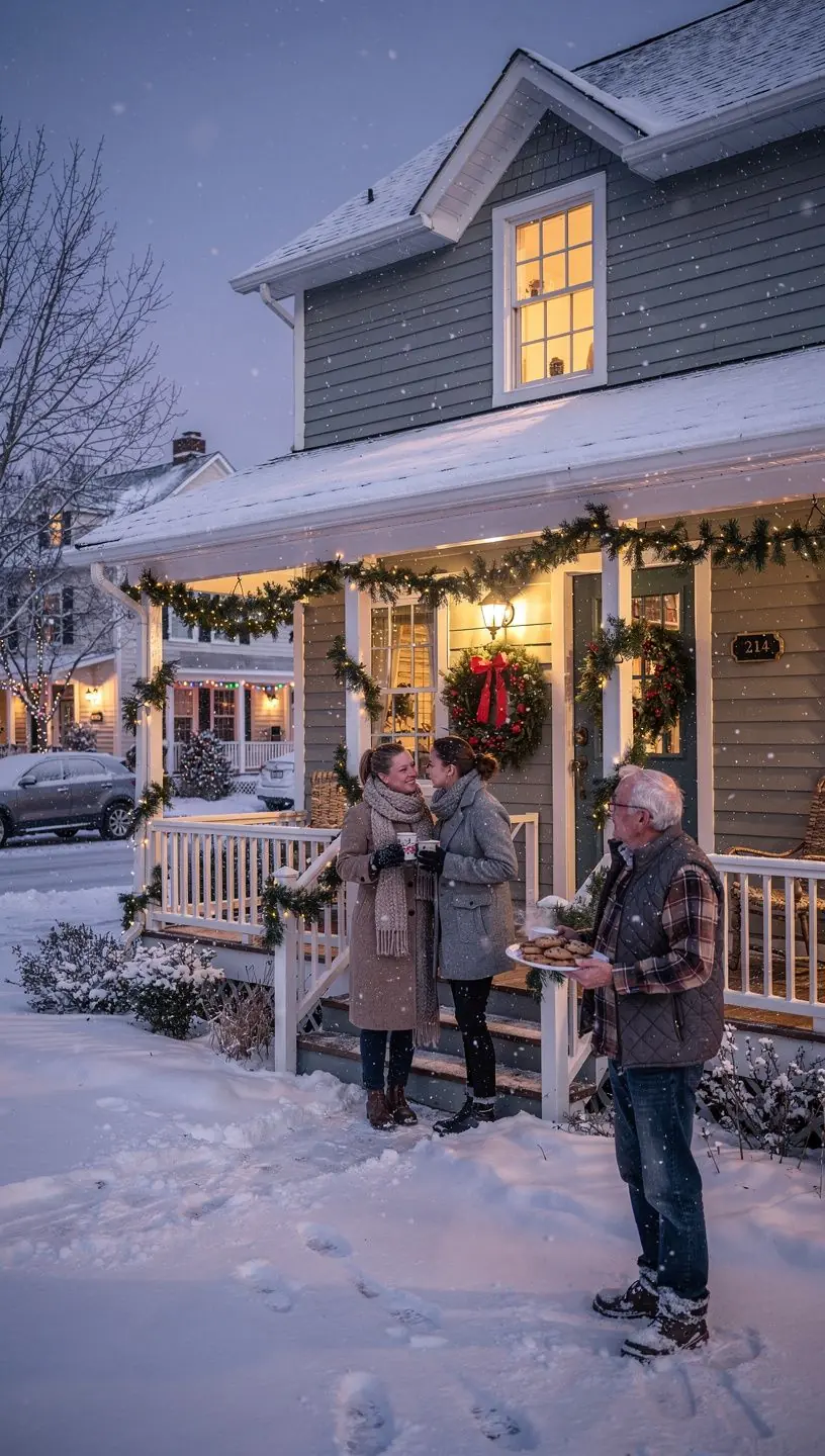 Солнечный задний двор с террасой и зоной для отдыха в жилом комплексе.